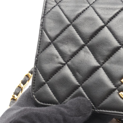ミニマトラッセ フルフラップ チェーンショルダーバッグ ラムスキン ブラック ゴールド金具 シャネル バッグ CHANEL