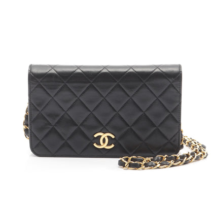 ミニマトラッセ フルフラップ チェーンショルダーバッグ ラムスキン ブラック ゴールド金具 シャネル バッグ CHANEL