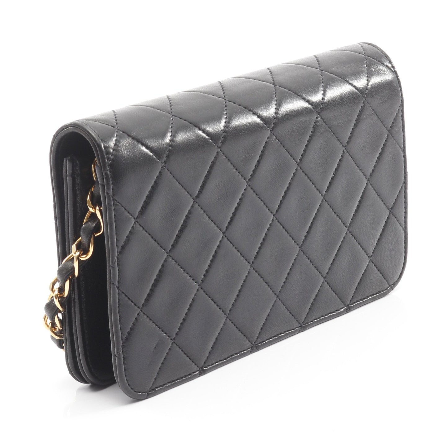 ミニマトラッセ フルフラップ チェーンショルダーバッグ ラムスキン ブラック ゴールド金具 シャネル バッグ CHANEL