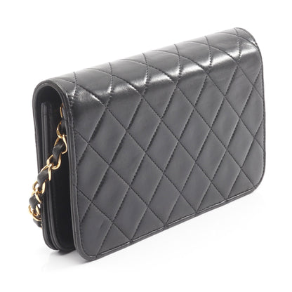 ミニマトラッセ フルフラップ チェーンショルダーバッグ ラムスキン ブラック ゴールド金具 シャネル バッグ CHANEL