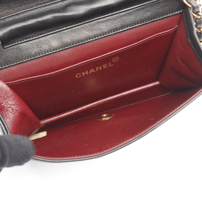 ミニマトラッセ フルフラップ チェーンショルダーバッグ ラムスキン ブラック ゴールド金具 シャネル バッグ CHANEL
