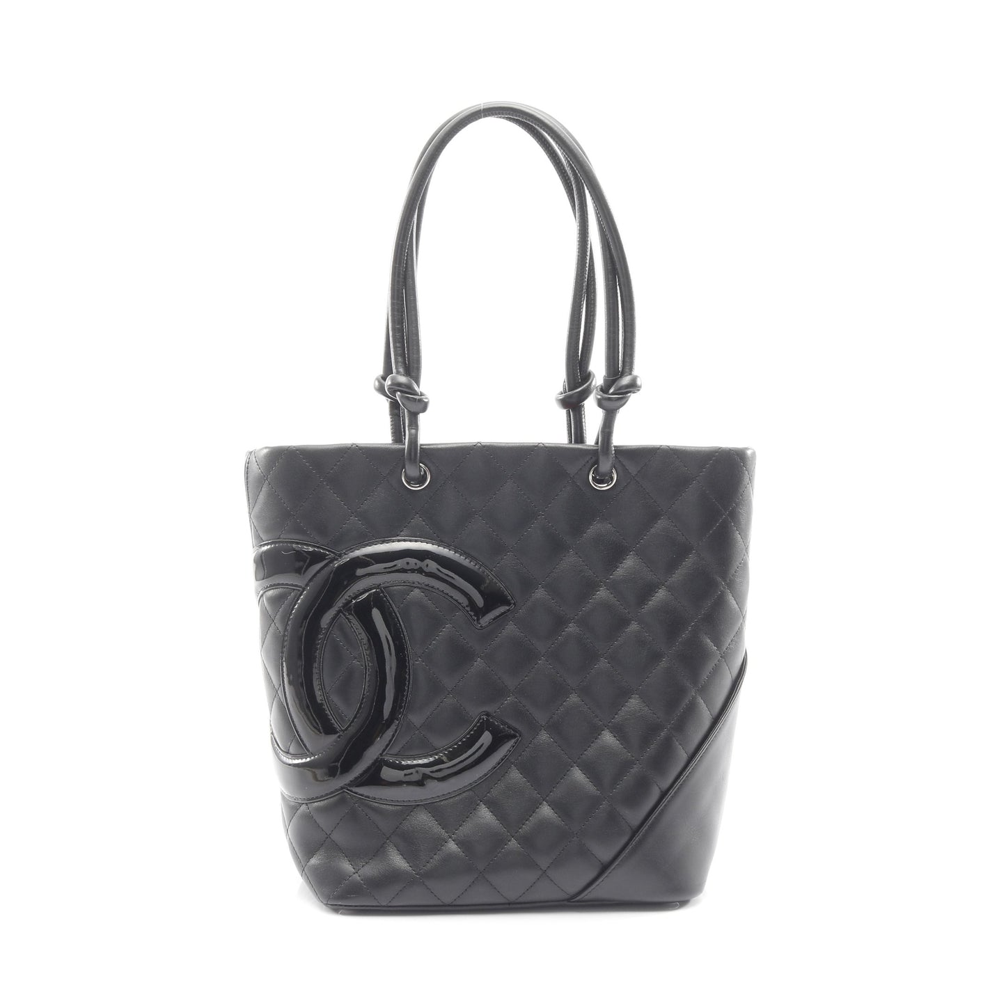 カンボンライン ミディアム ハンドバッグ トートバッグ レザー ブラック シルバー金具 シャネル バッグ CHANEL