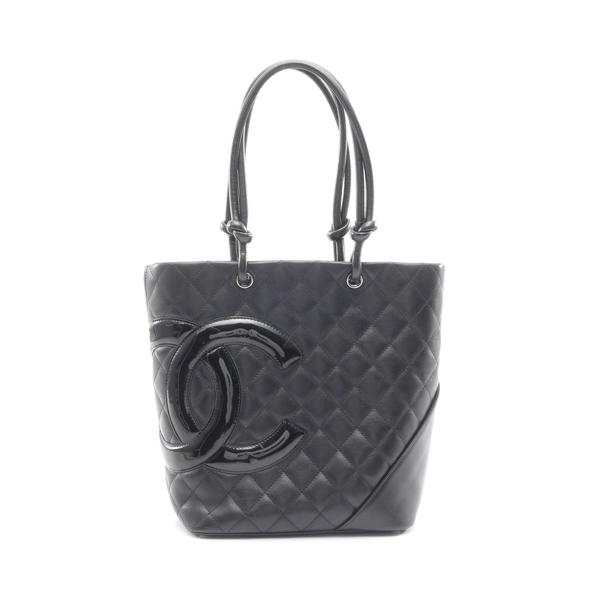 カンボンライン ミディアム ハンドバッグ トートバッグ レザー ブラック シルバー金具 シャネル バッグ CHANEL