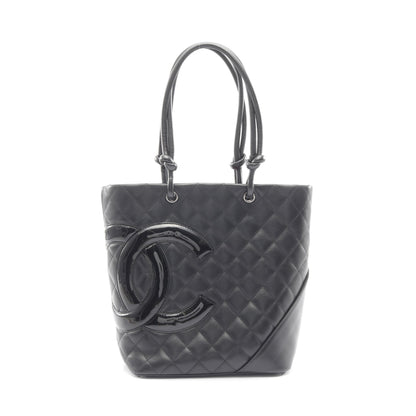 カンボンライン ミディアム ハンドバッグ トートバッグ レザー ブラック シルバー金具 シャネル バッグ CHANEL