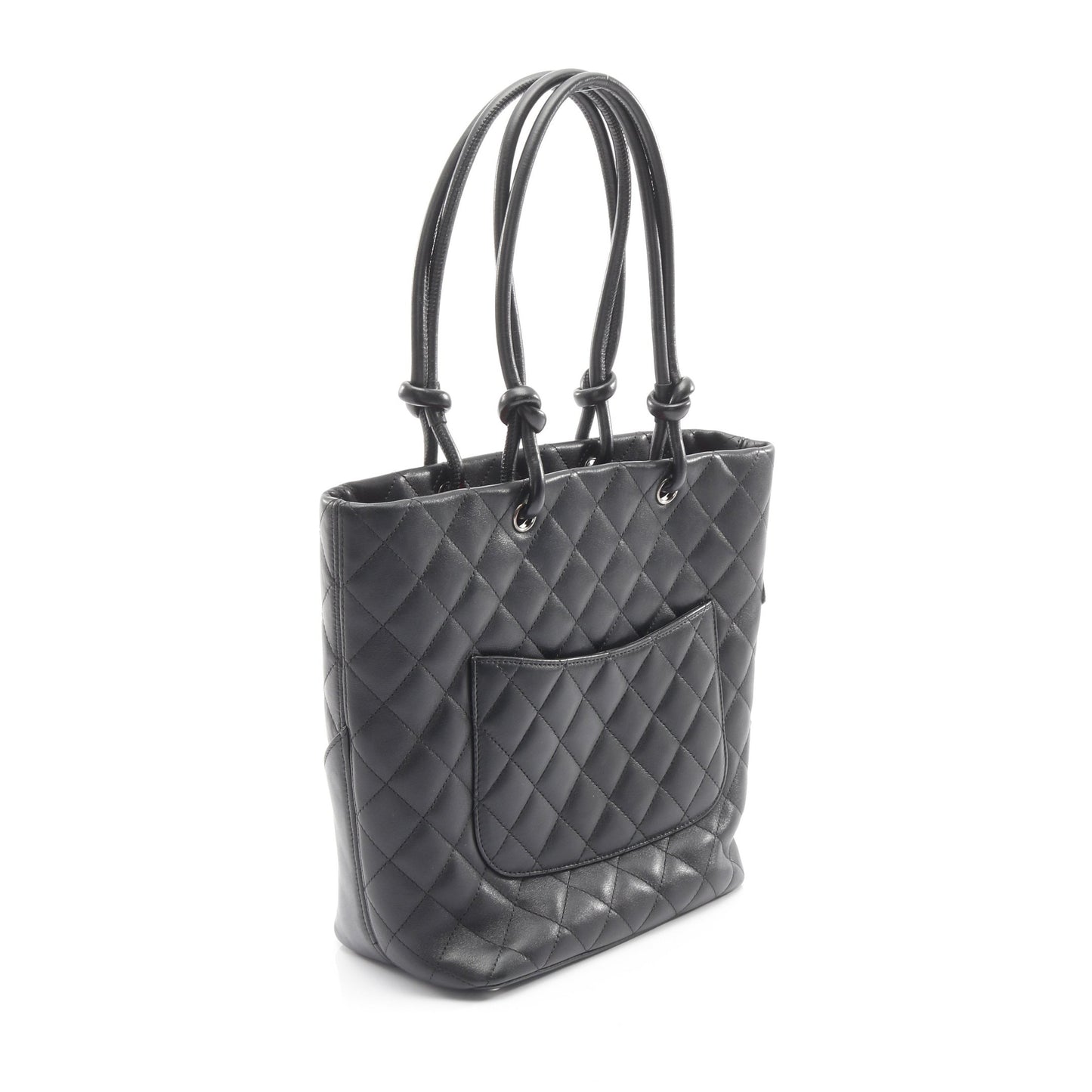 カンボンライン ミディアム ハンドバッグ トートバッグ レザー ブラック シルバー金具 シャネル バッグ CHANEL