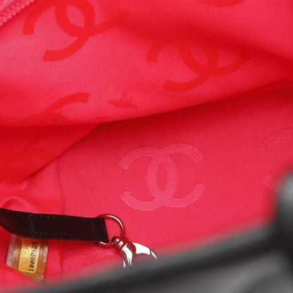 カンボンライン ミディアム ハンドバッグ トートバッグ レザー ブラック シルバー金具 シャネル バッグ CHANEL