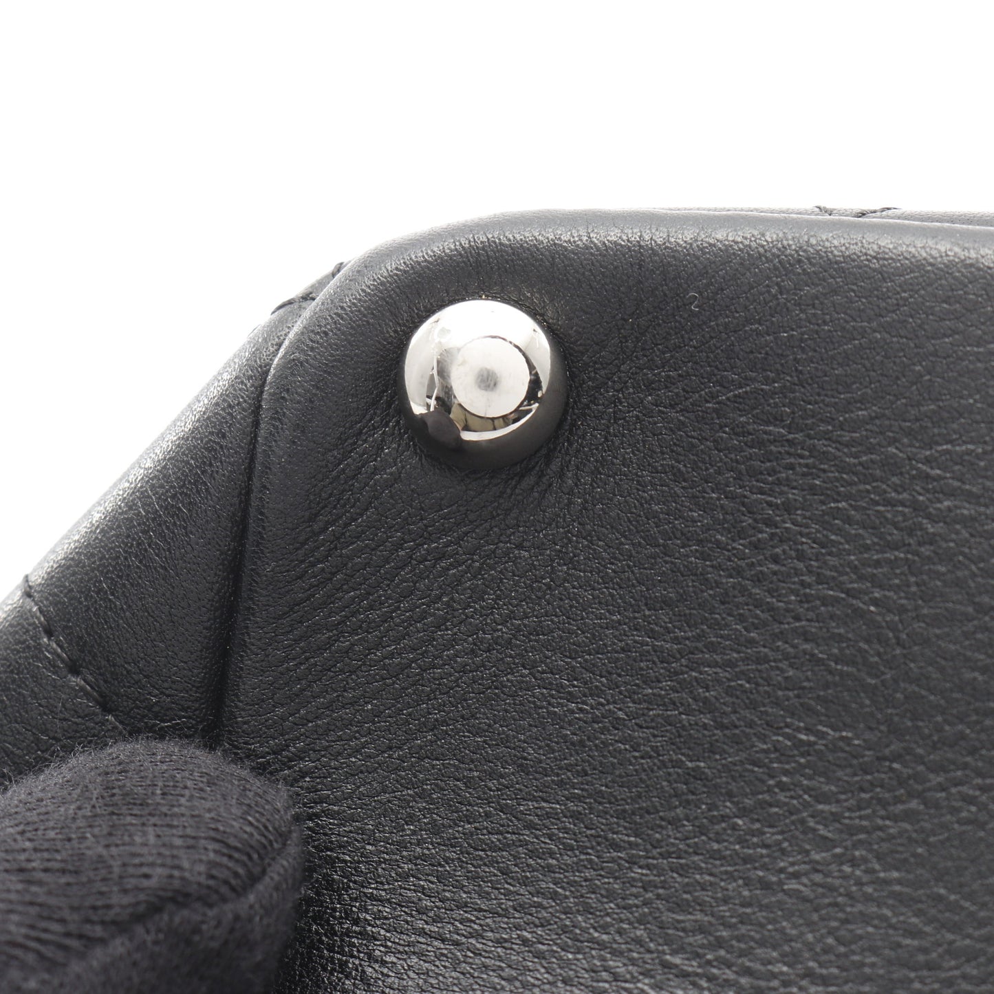 カンボンライン ミディアム ハンドバッグ トートバッグ レザー ブラック シルバー金具 シャネル バッグ CHANEL