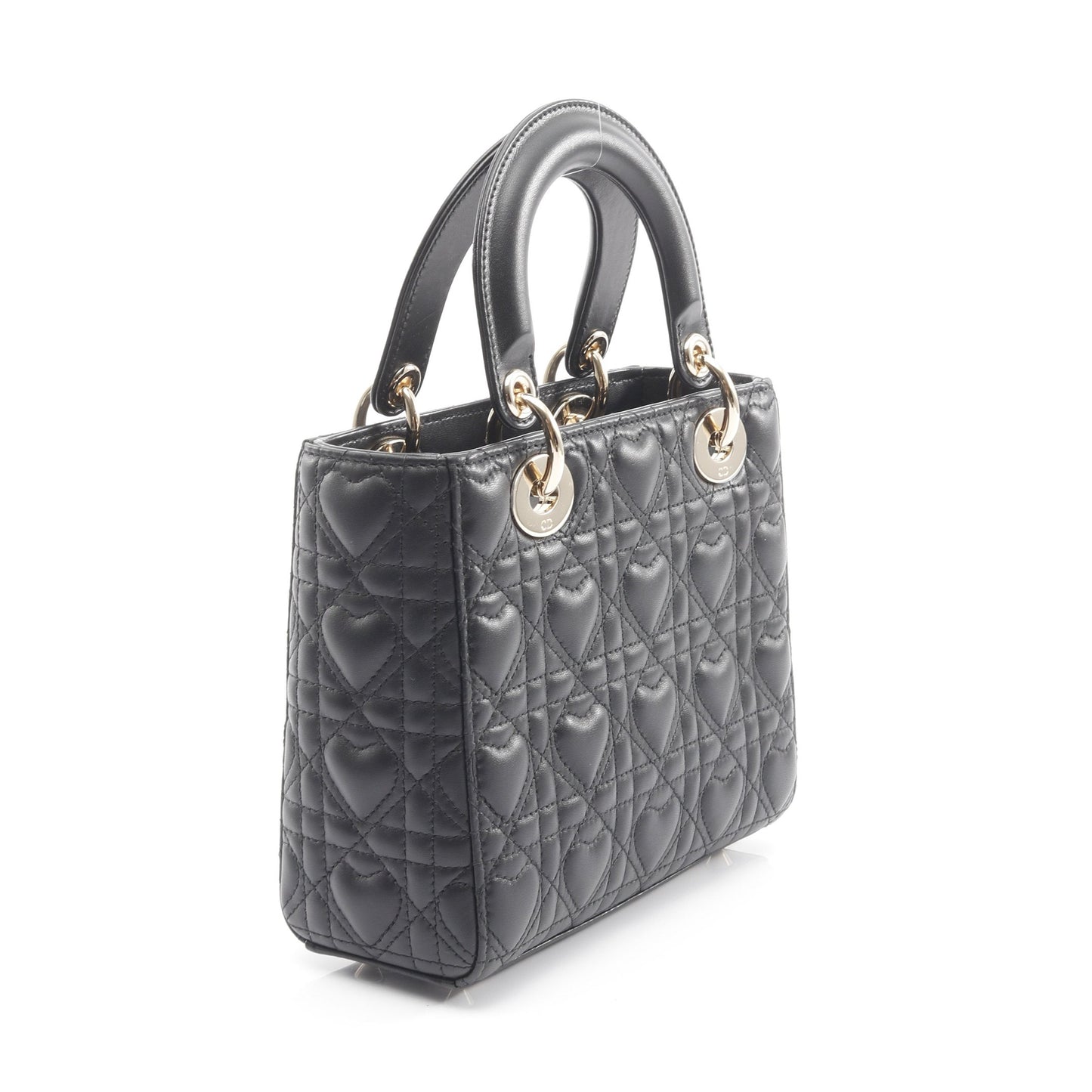 LADY DIOR MY ABCDIOR レディディオール スモール ハートカナージュ ハンドバッグ レザー ブラック 2WAY クリスチャンディオール バッグ Christian Dior