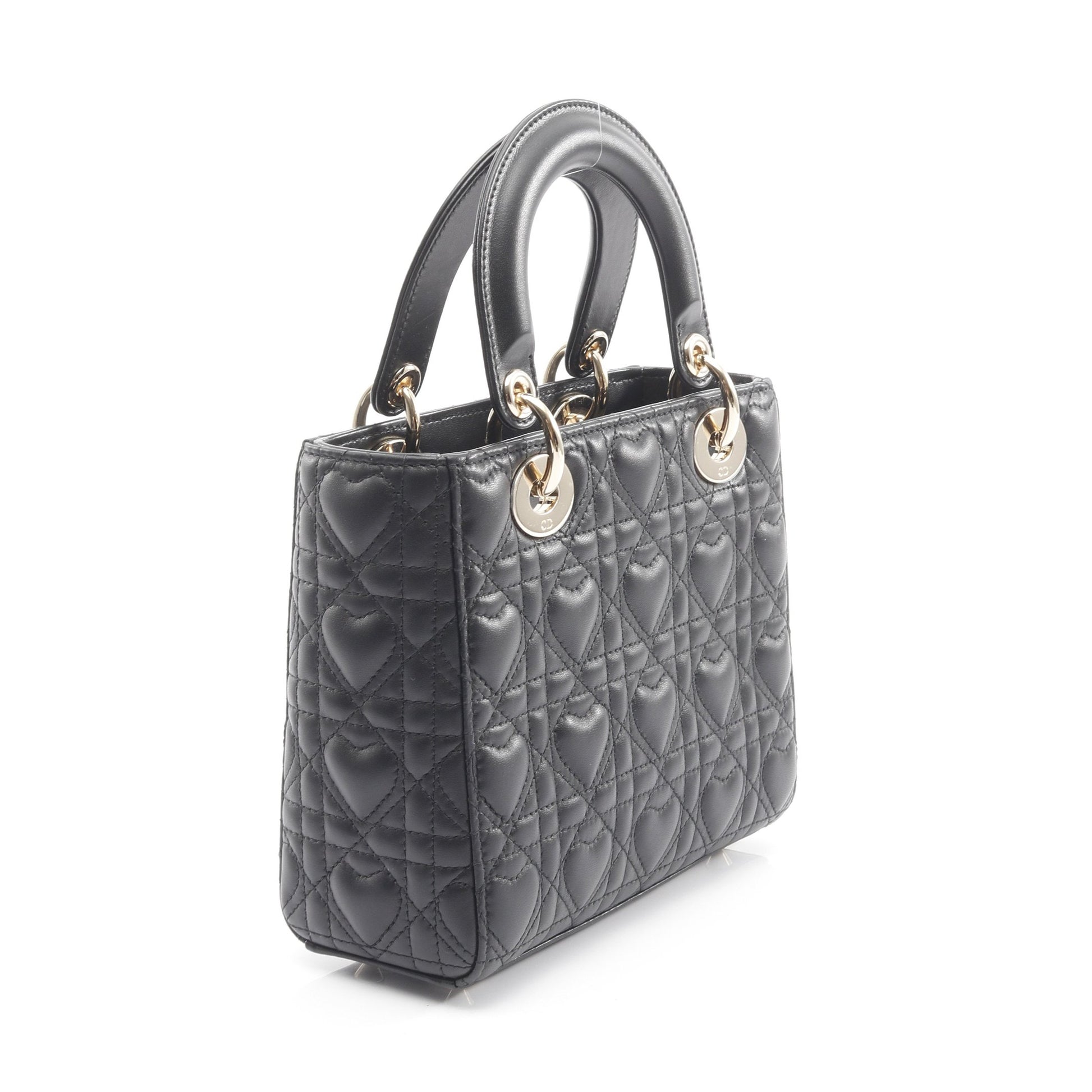 LADY DIOR MY ABCDIOR レディディオール スモール ハートカナージュ ハンドバッグ レザー ブラック 2WAY クリスチャンディオール バッグ Christian Dior