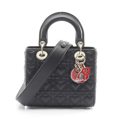 LADY DIOR MY ABCDIOR レディディオール スモール ハートカナージュ ハンドバッグ レザー ブラック 2WAY クリスチャンディオール バッグ Christian Dior