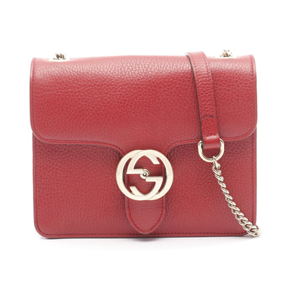 インターロッキングG チェーンショルダーバッグ レザー レッド グッチ バッグ GUCCI