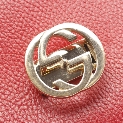 インターロッキングG チェーンショルダーバッグ レザー レッド グッチ バッグ GUCCI