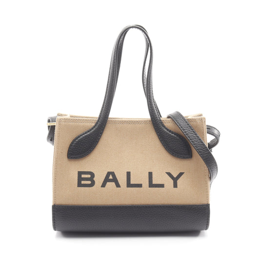 BAR KEEP ON XS ハンドバッグ トートバッグ キャンバス レザー ブラウン ブラック 2WAY バリー バッグ BALLY