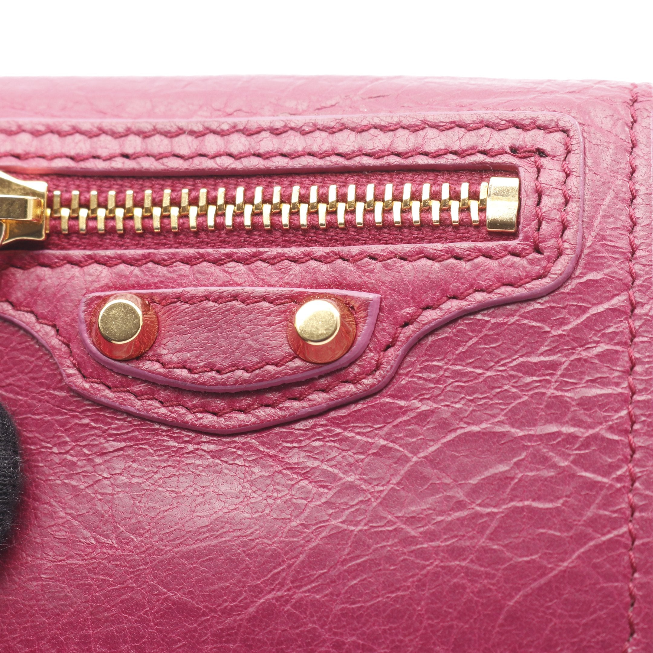 クラシック ミニ ウォレット 三つ折り財布 レザー ピンクパープル