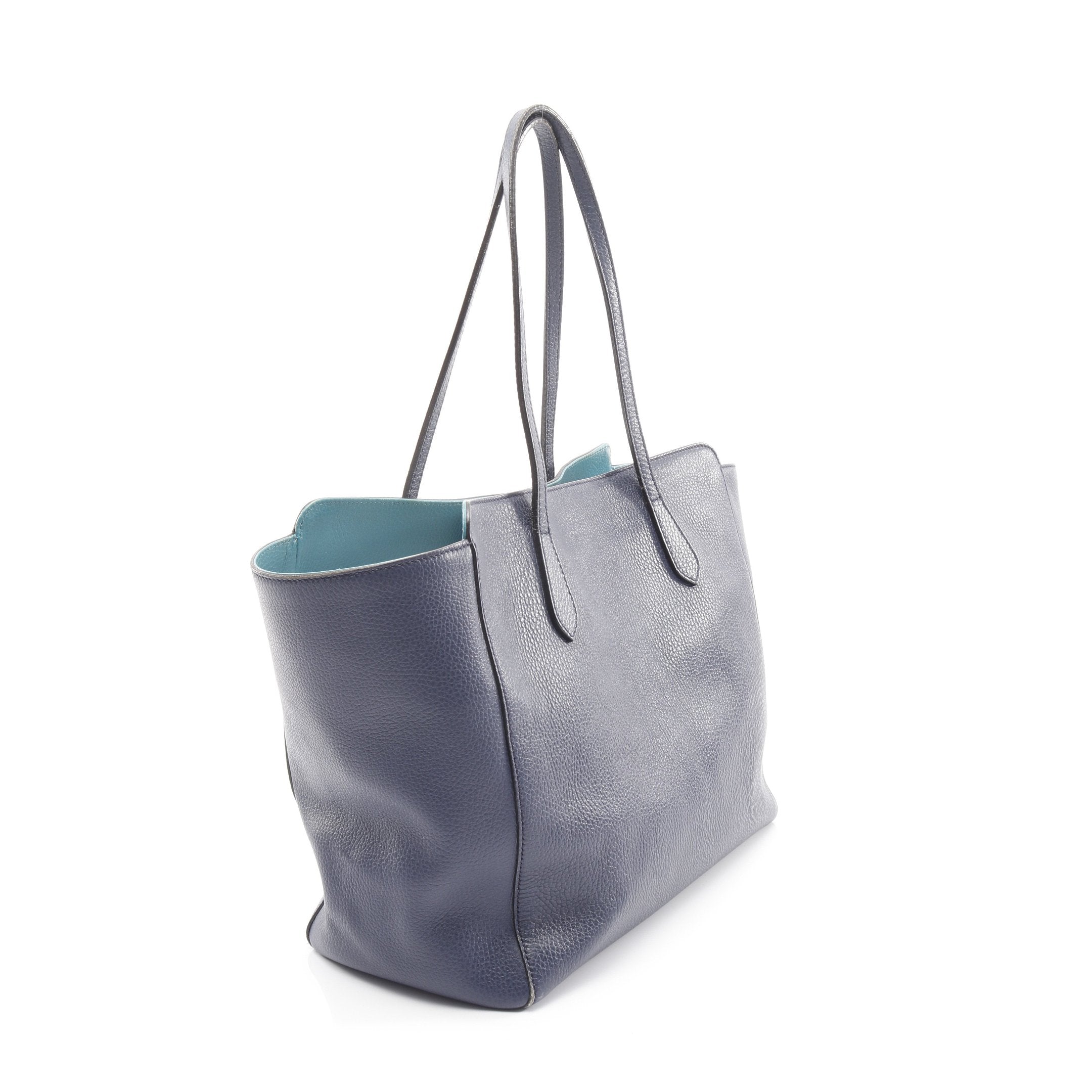 スウィング ショルダーバッグ トートバッグ レザー ダークブルー