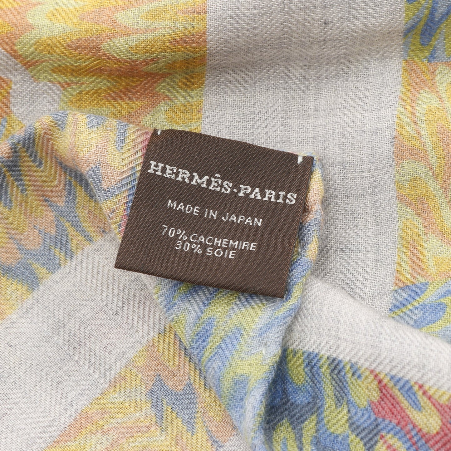 カレ90 MARBLE EX-LIBRIS スカーフ カシミヤ シルク グレー マルチカラー 京都マーブル エルメス 財布・小物 HERMES
