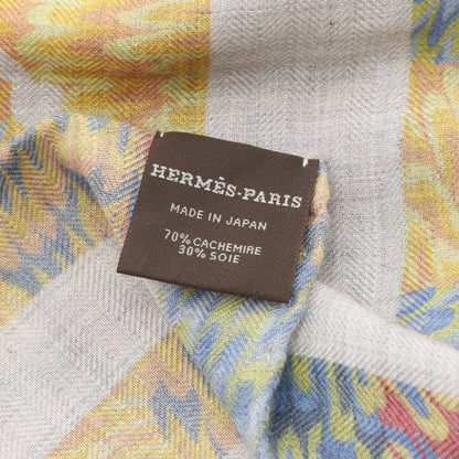 カレ90 MARBLE EX-LIBRIS スカーフ カシミヤ シルク グレー マルチカラー 京都マーブル エルメス 財布・小物 HERMES