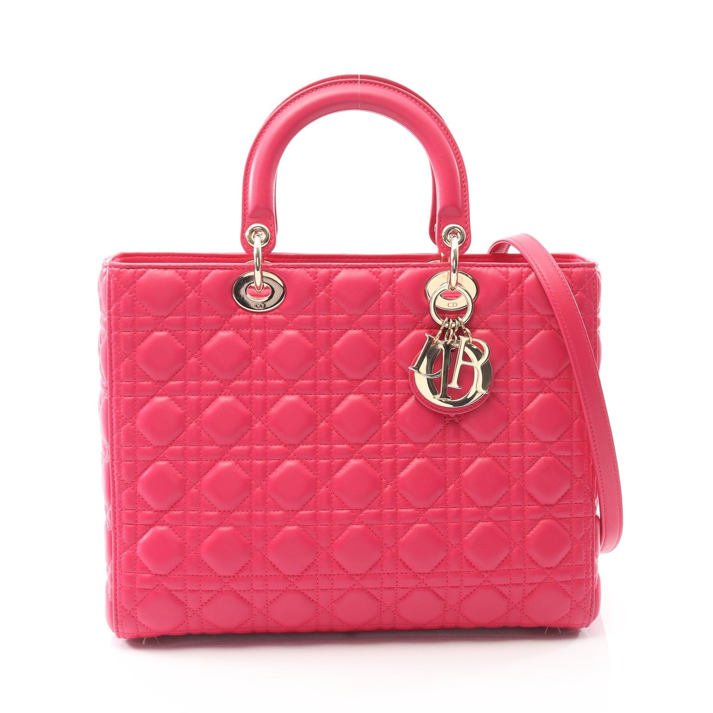 レディディオール ラージ ハンドバッグ レザー ピンクパープル 2WAY クリスチャンディオール バッグ Christian Dior