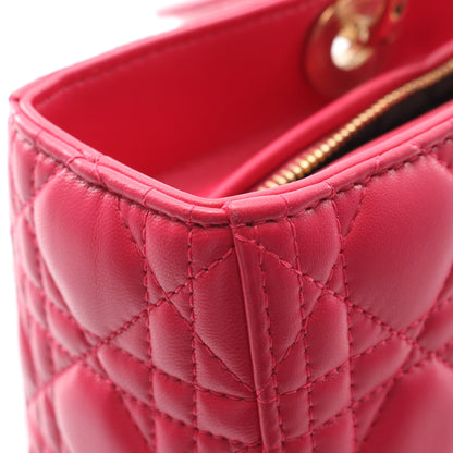 レディディオール ラージ ハンドバッグ レザー ピンクパープル 2WAY クリスチャンディオール バッグ Christian Dior