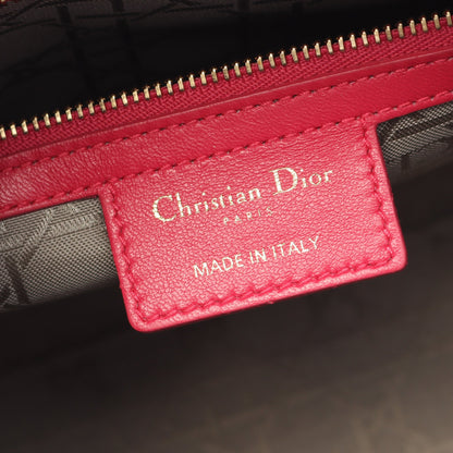 レディディオール ラージ ハンドバッグ レザー ピンクパープル 2WAY クリスチャンディオール バッグ Christian Dior