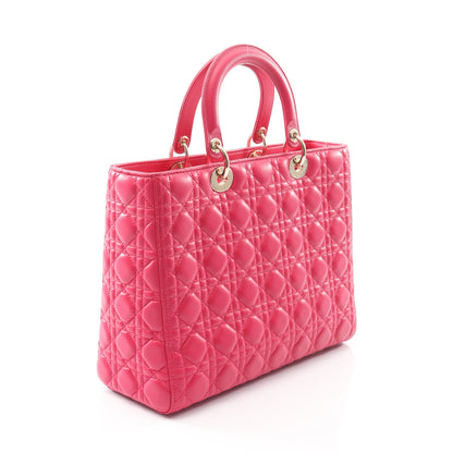 レディディオール ラージ ハンドバッグ レザー ピンクパープル 2WAY クリスチャンディオール バッグ Christian Dior