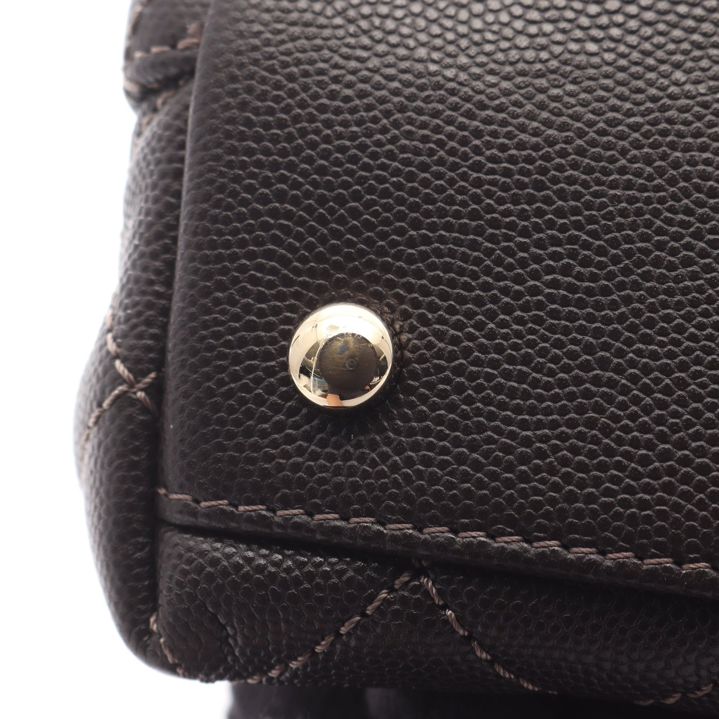 ココハンドル29 トップハンドル フラップ バッグ マトラッセ ハンドバッグ キャビアスキン ダークブラウン ゴールド金具 2WAY シャネル バッグ CHANEL