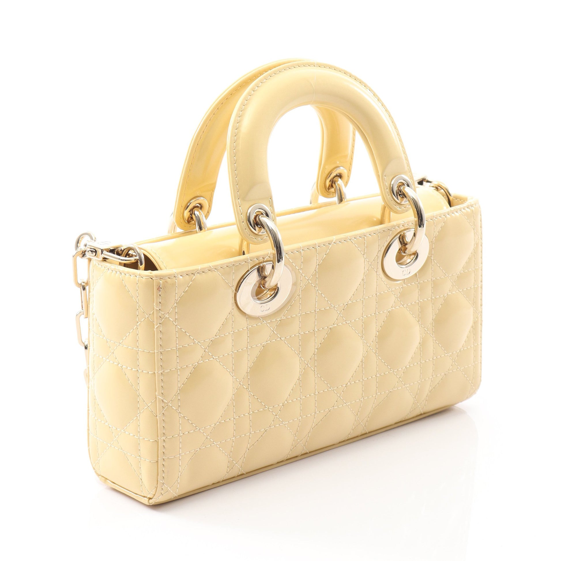 Lady D-Joy スモール カナージュ ハンドバッグ レザー ライトイエロー 3WAY クリスチャンディオール バッグ Christian Dior