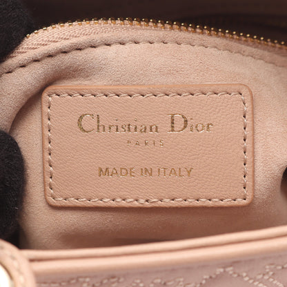 LADY DIOR MY ABCDIOR レディディオール スモール ハンドバッグ フローラル刺繍 レザー ピンクベージュ クリスチャンディオール バッグ Christian Dior