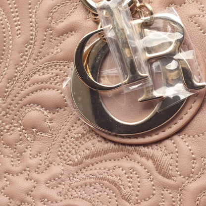 LADY DIOR MY ABCDIOR レディディオール スモール ハンドバッグ フローラル刺繍 レザー ピンクベージュ クリスチャンディオール バッグ Christian Dior