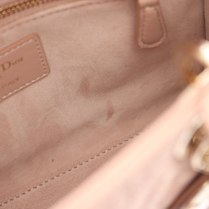 LADY DIOR MY ABCDIOR レディディオール スモール ハンドバッグ フローラル刺繍 レザー ピンクベージュ クリスチャンディオール バッグ Christian Dior