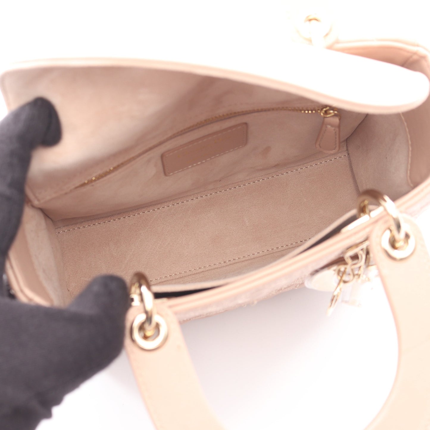 LADY DIOR MY ABCDIOR レディディオール スモール ハンドバッグ フローラル刺繍 レザー ピンクベージュ クリスチャンディオール バッグ Christian Dior