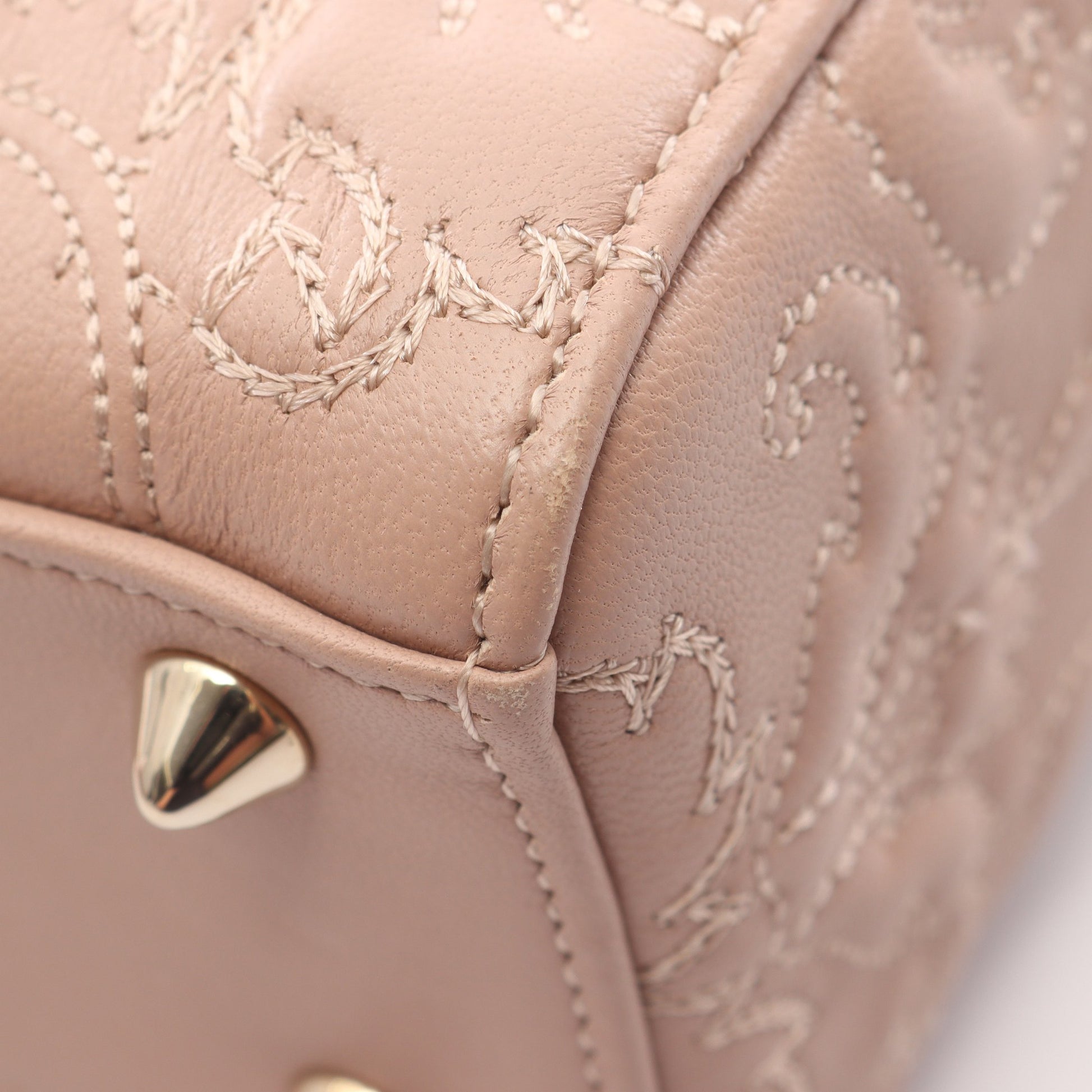 LADY DIOR MY ABCDIOR レディディオール スモール ハンドバッグ フローラル刺繍 レザー ピンクベージュ クリスチャンディオール バッグ Christian Dior