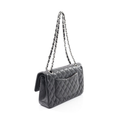 マトラッセ Wフラップ Wチェーンショルダーバッグ キャビアスキン ブラック シルバー金具 シャネル バッグ CHANEL