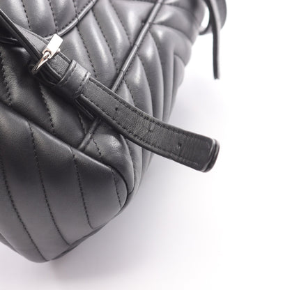Vステッチ シェブロン バックパック リュックサック ラムスキン ブラック シルバー金具 シャネル バッグ CHANEL