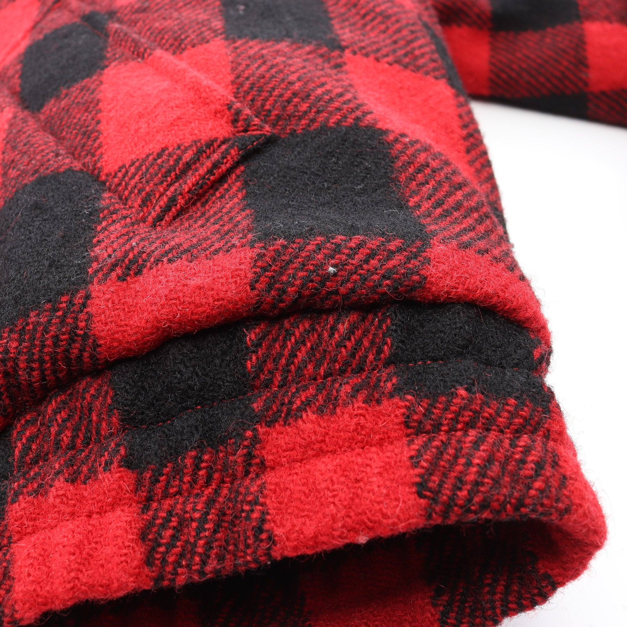 ブルゾン ジャケット チェック柄 フードロゴ ウール レッド ブラック