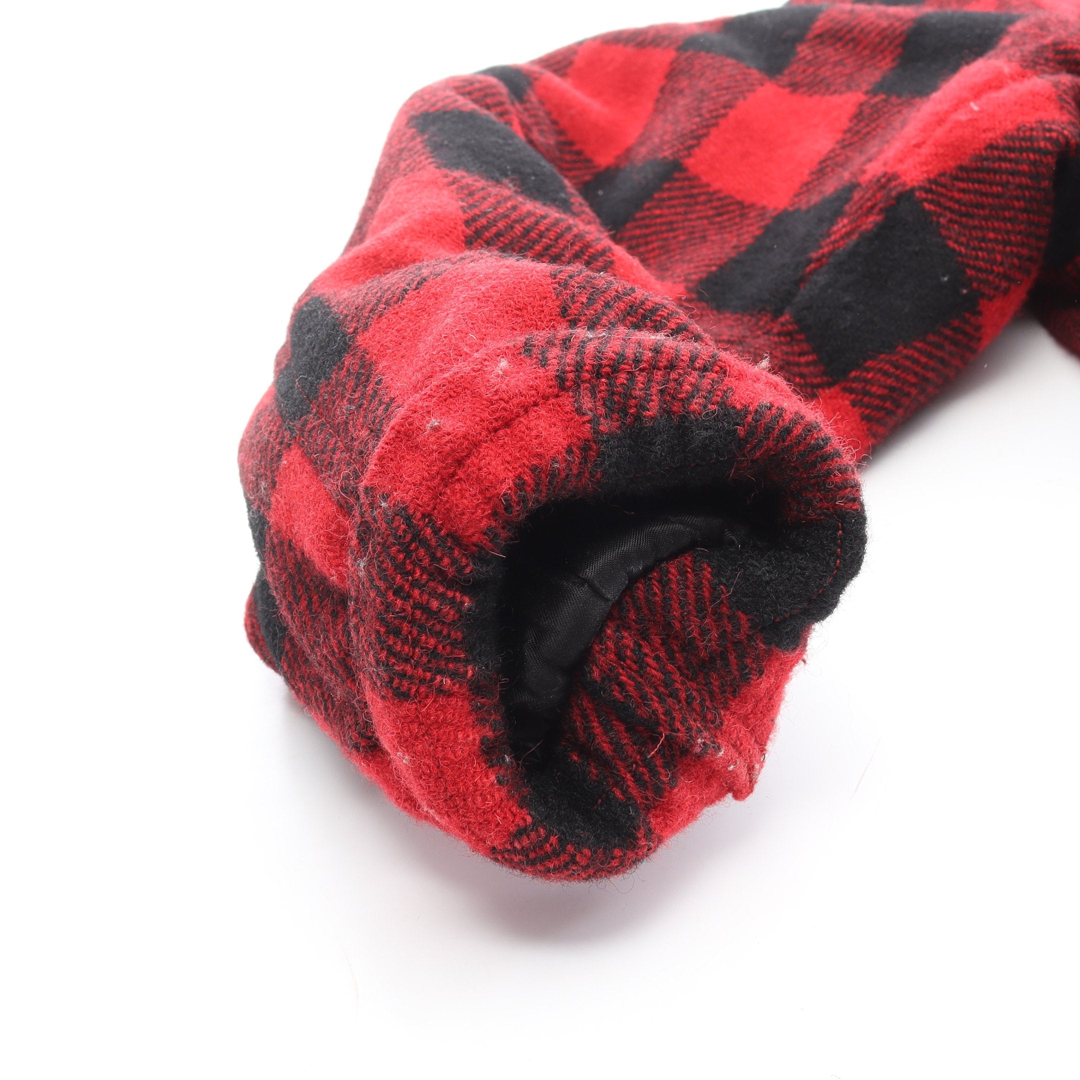 ブルゾン ジャケット チェック柄 フードロゴ ウール レッド ブラック