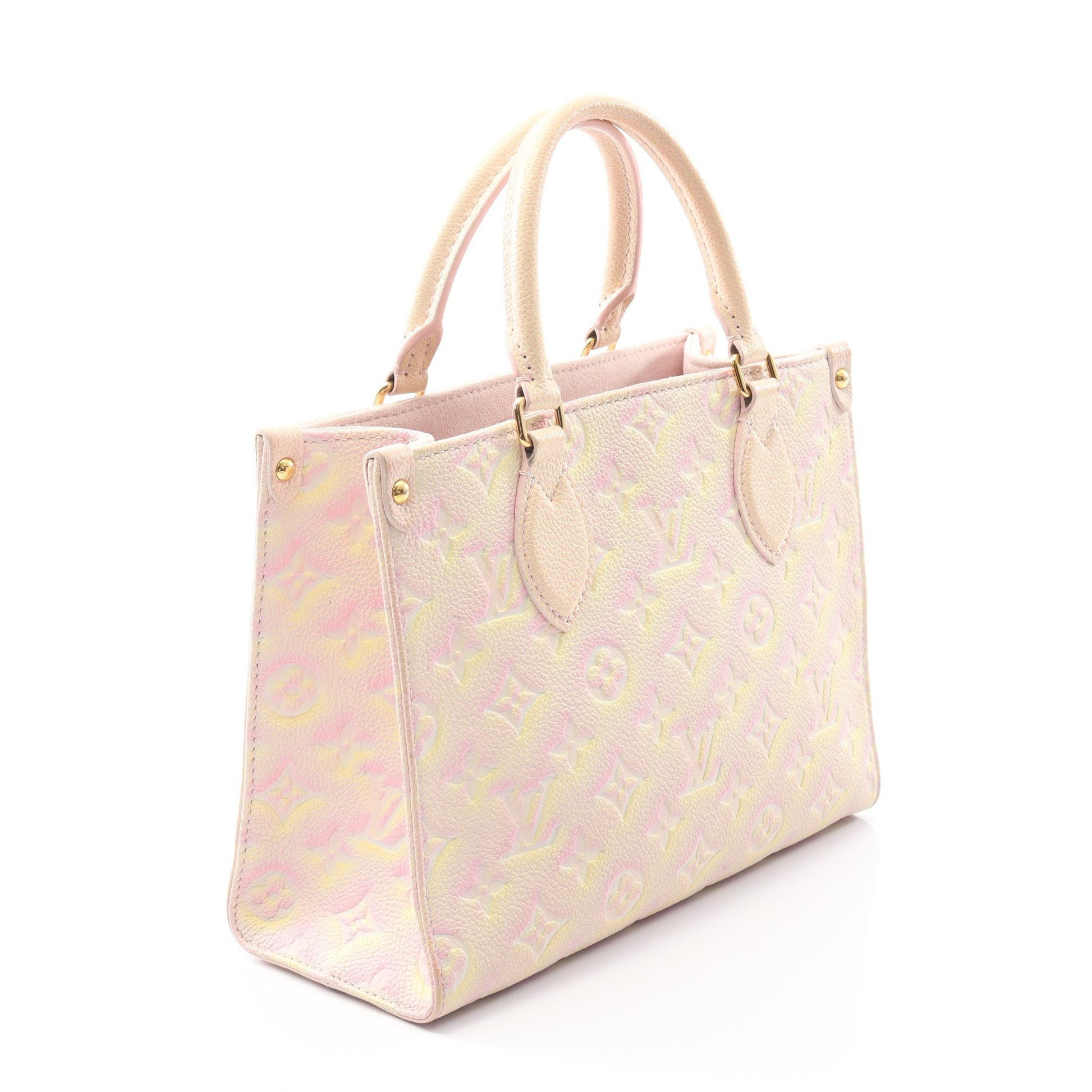 オンザゴーPM モノグラムアンプラント サマースターダスト ハンドバッグ レザー ピンク イエロー 2WAY ルイヴィトン バッグ LOUIS VUITTON