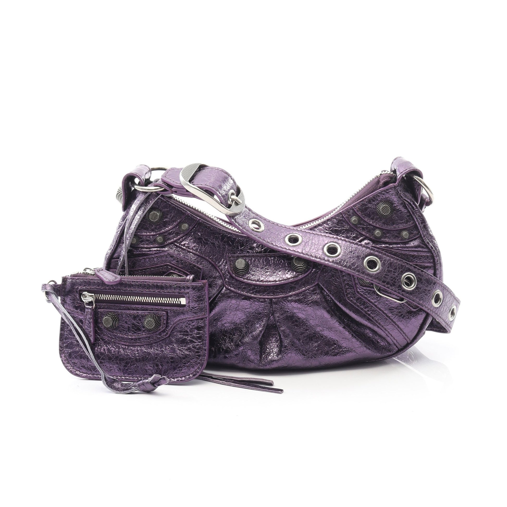 LE CAGOLE XS ル カゴール ショルダーバッグ レザー パープル バレンシアガ バッグ BALENCIAGA