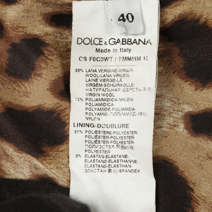 DGロゴボタン シングルブレスツイードコート コート ウール ブラック 裏地レオパード ドルチェアンドガッバーナ アウター DOLCE&GABBANA