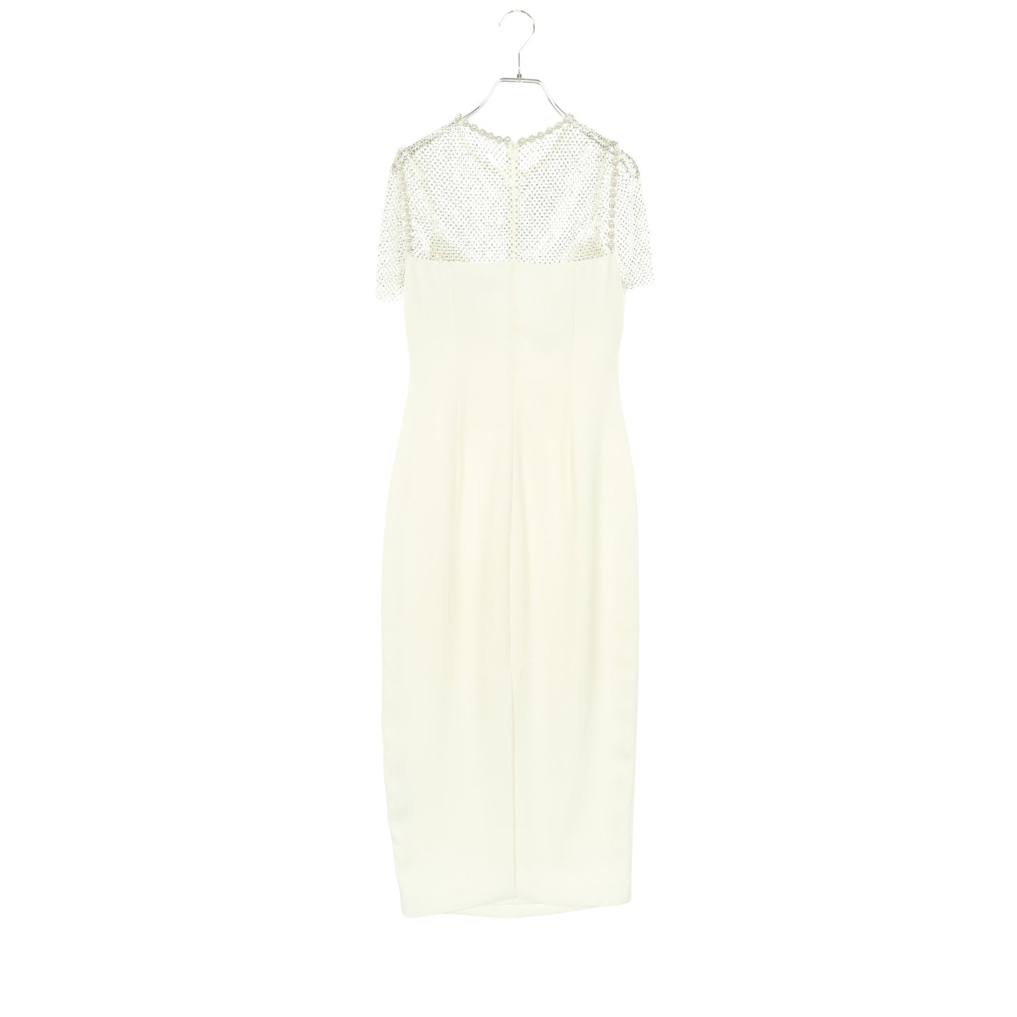 WHITE CRAPE DIAMANTE MIDI DRESS ドレスワンピース 半袖 ホワイト メッシュ ビジュー セルフポートレイト ワンピース SELFPORTRAIT