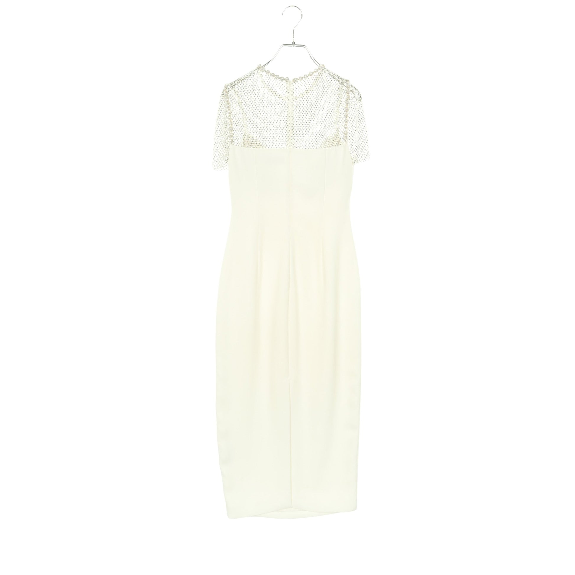 WHITE CRAPE DIAMANTE MIDI DRESS ドレスワンピース 半袖 ホワイト メッシュ ビジュー セルフポートレイト ワンピース SELFPORTRAIT
