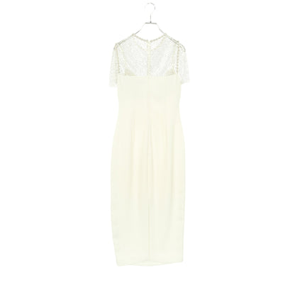 WHITE CRAPE DIAMANTE MIDI DRESS ドレスワンピース 半袖 ホワイト メッシュ ビジュー セルフポートレイト ワンピース SELFPORTRAIT