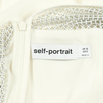 WHITE CRAPE DIAMANTE MIDI DRESS ドレスワンピース 半袖 ホワイト メッシュ ビジュー セルフポートレイト ワンピース SELFPORTRAIT