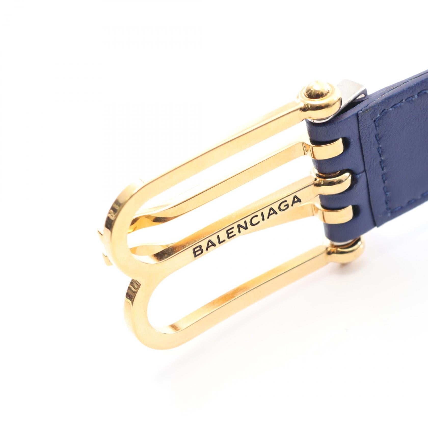 ベルト レザー ブルー ロゴ ゴールド金具 バレンシアガ – RECLO
