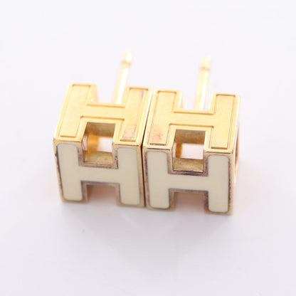 カージュドアッシュ Hキューブ ピアス GP ゴールド オフホワイト エルメス アクセサリー HERMES