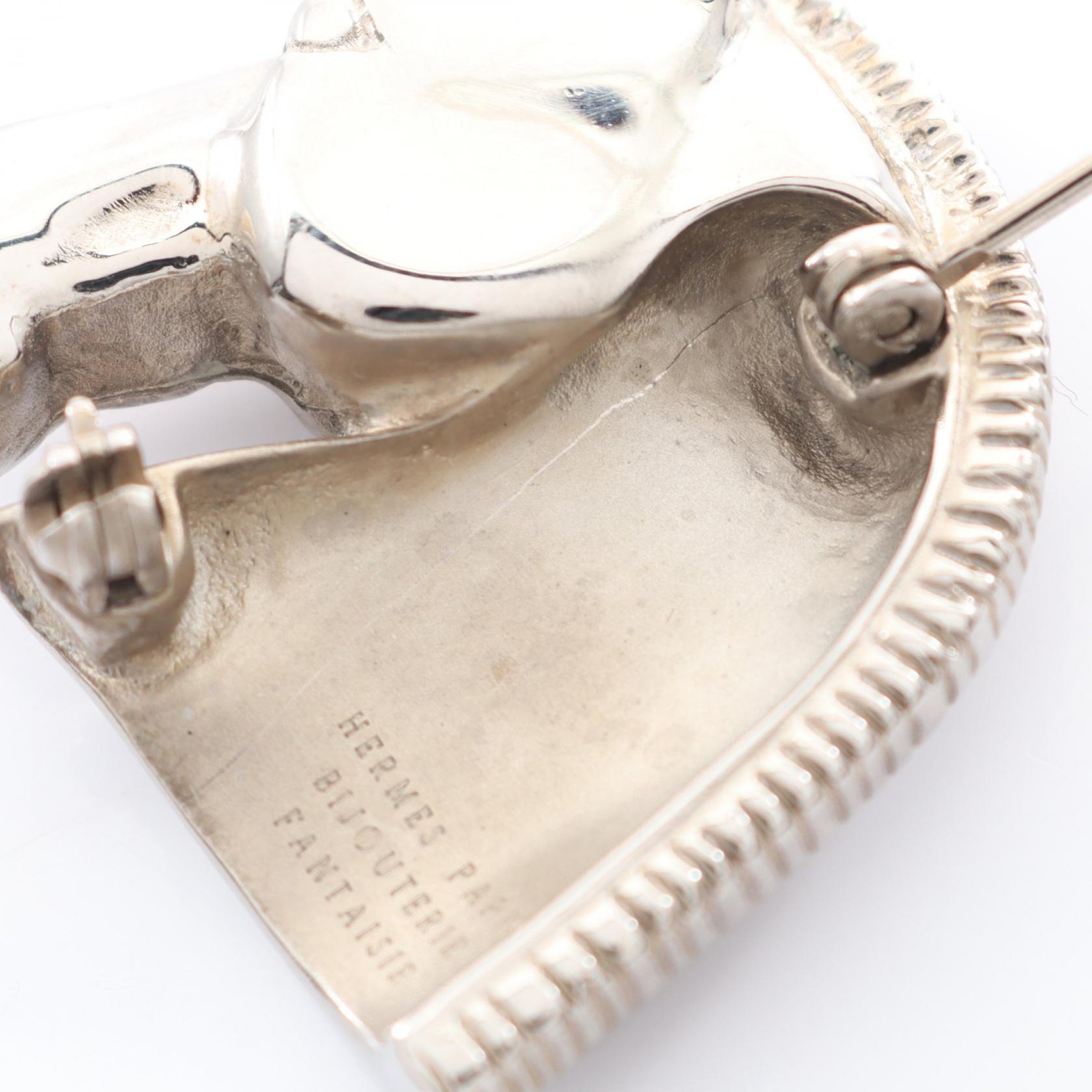 エルメス ホースヘッド ピンブローチ シルバー 程度A USED エルメス ブローチ ホースの通販