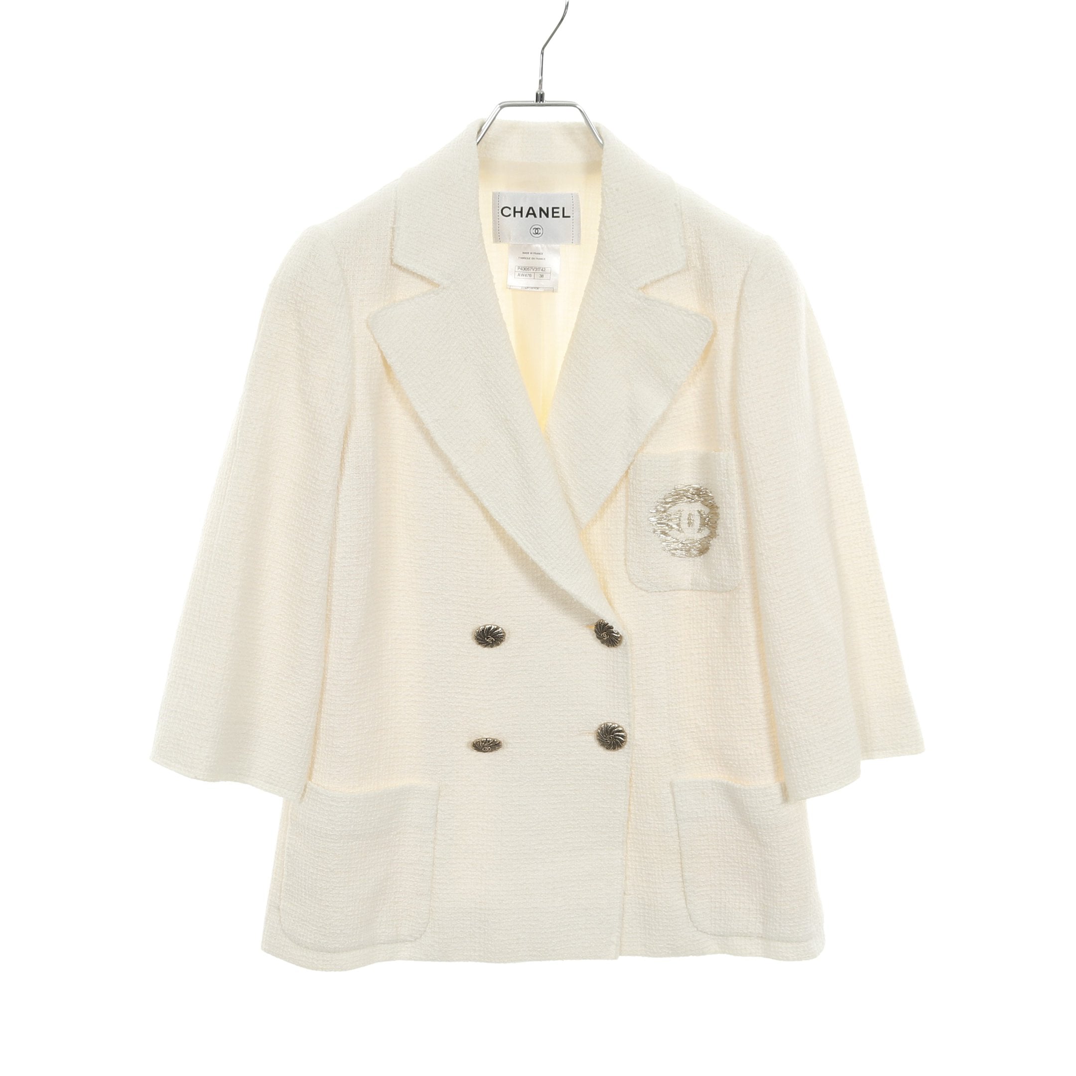 ココマークボタン ダブルブレスト ツイード ジャケット コットン