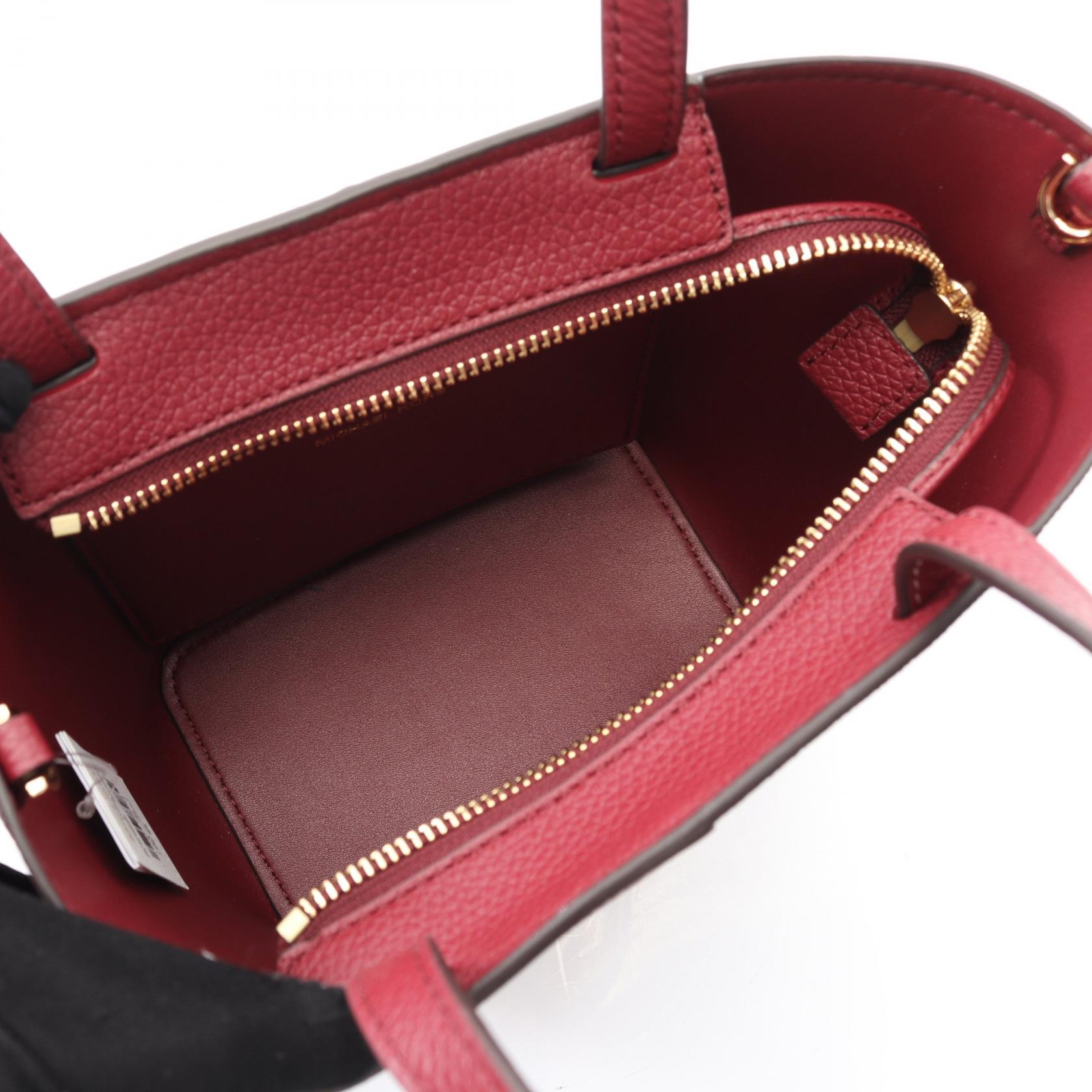 FLORA フローラ ミディアム ハンドバッグ レザー PVCコーティングキャンバス ボルドー マイケルコース バッグ MICHAEL KORS