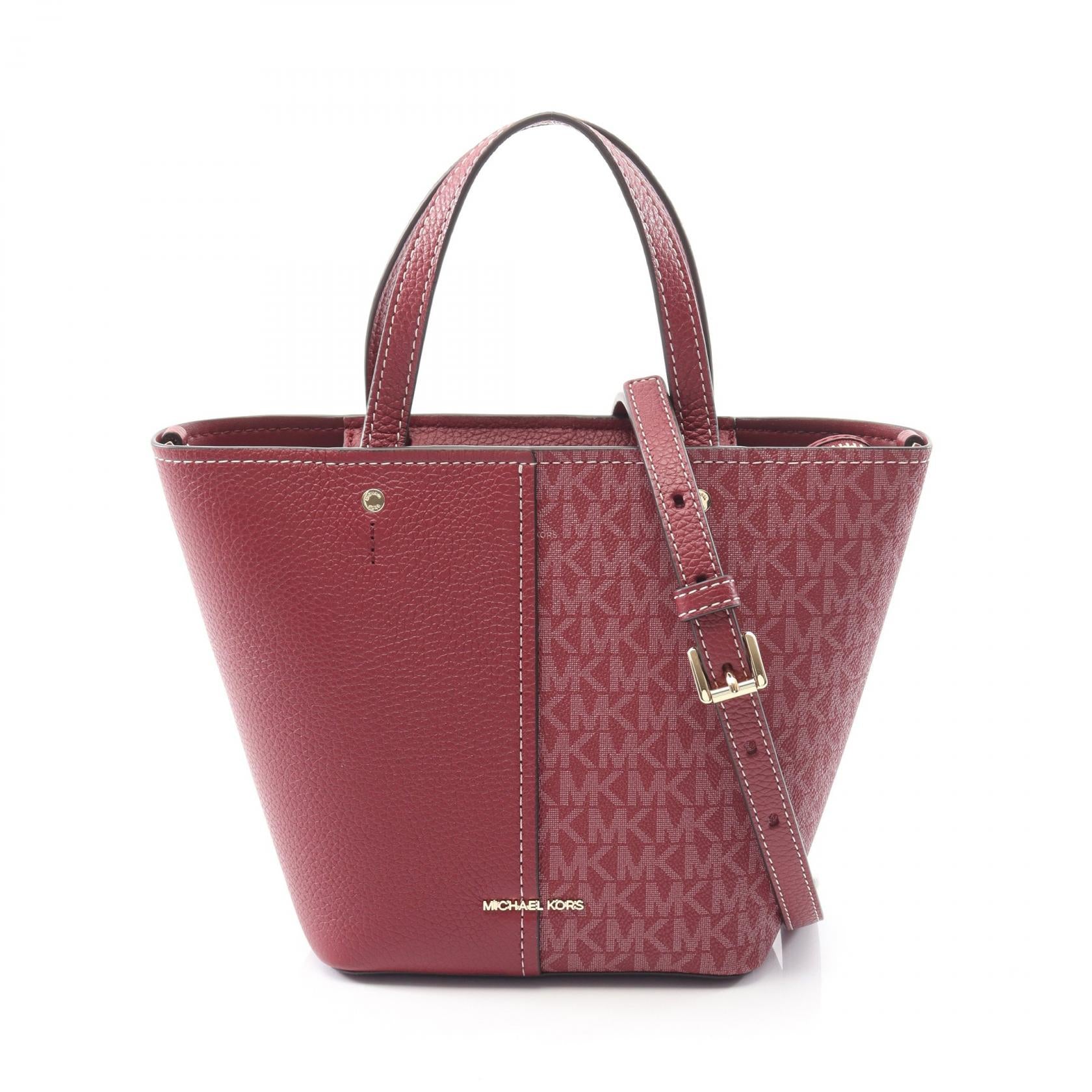 FLORA フローラ ミディアム ハンドバッグ レザー PVCコーティングキャンバス ボルドー マイケルコース バッグ MICHAEL KORS