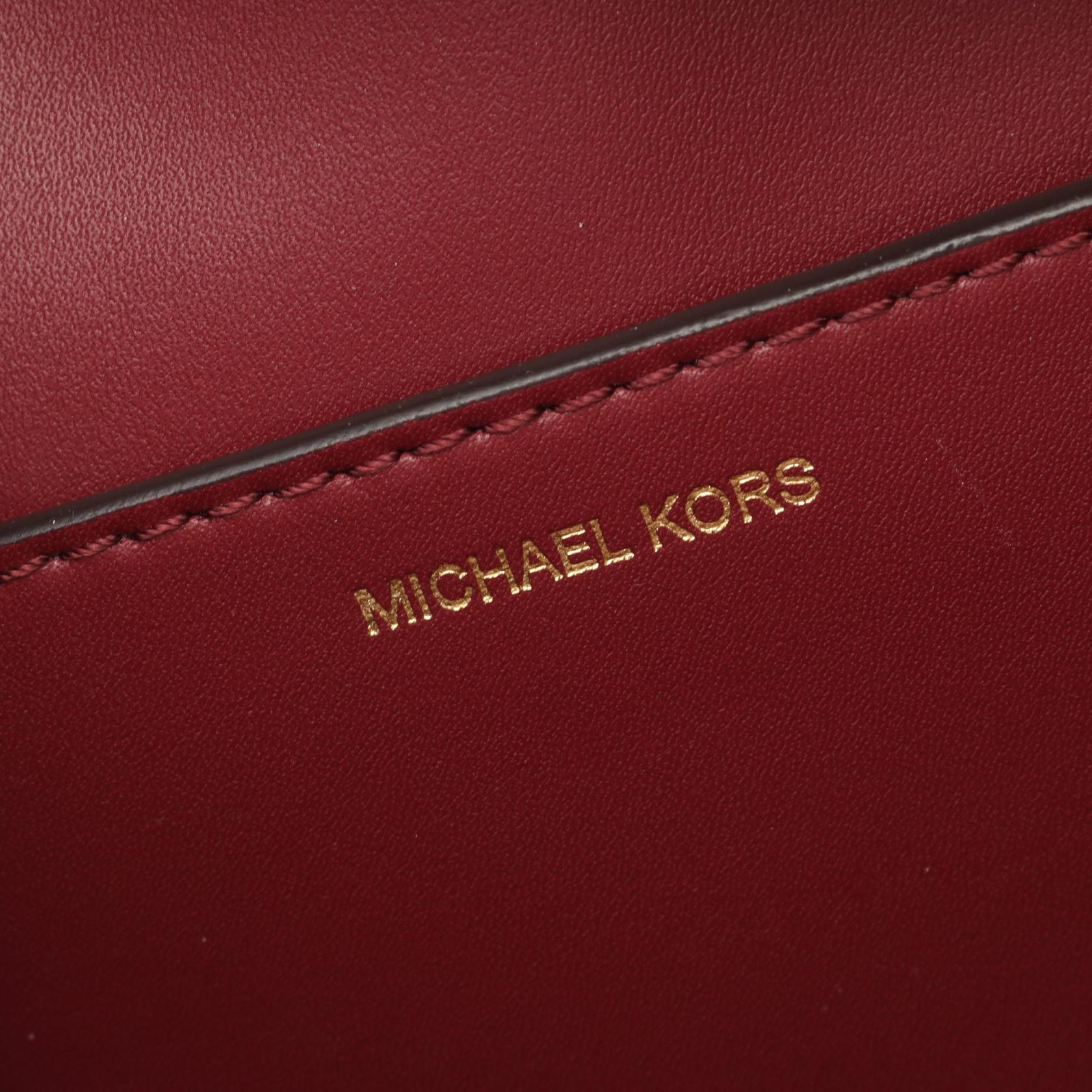 FLORA フローラ ミディアム ハンドバッグ レザー PVCコーティングキャンバス ボルドー マイケルコース バッグ MICHAEL KORS